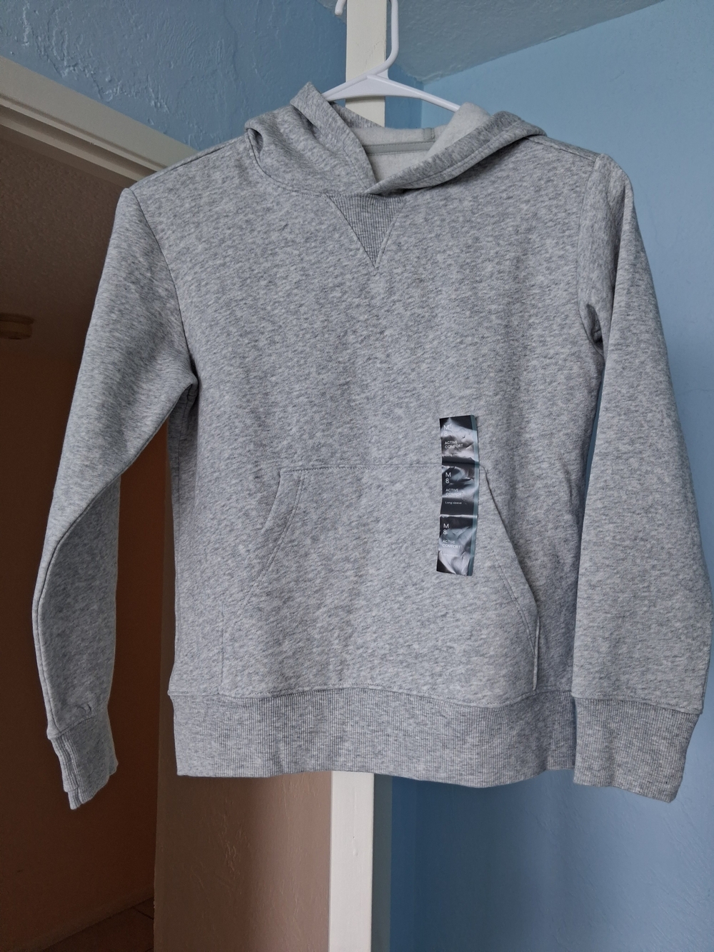 a new day Light Gray Kids Hooded Sweatshirt with Front Pocket